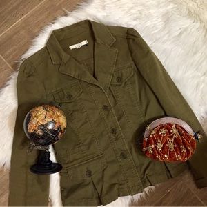 LOFT Buttoned Cotton Twill Utility Jacket